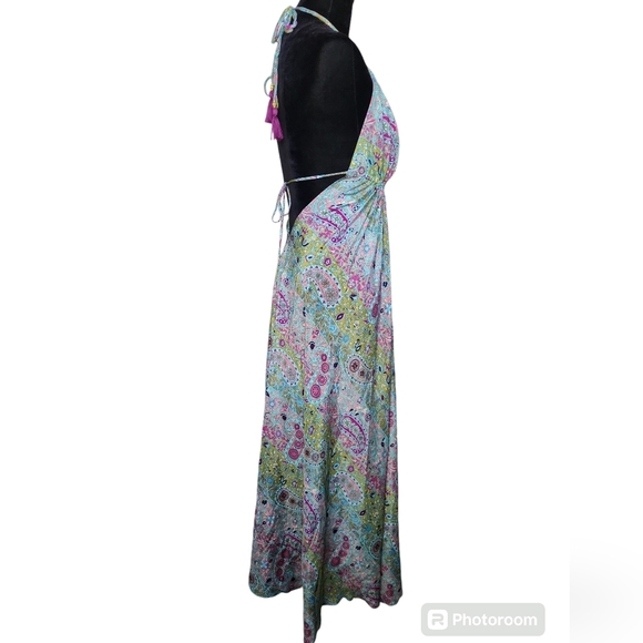 Nwt bohemian boutique backless floral halter paisley dress - Picture 7 of 11